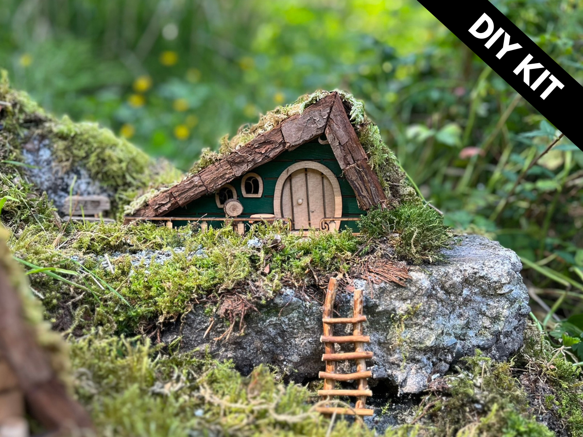 Fairy House Kit with Solar Light - DIY Wooden Garden Cottage to Build & Paint - Alina's Craft Kit