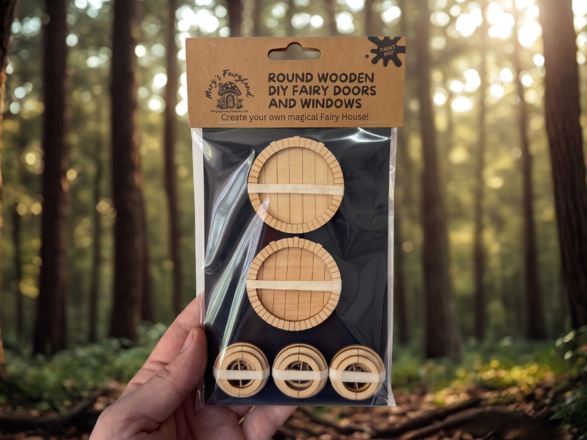 DIY Round Fairy Door and Windows Kit for Fairy Garden or Fairy House