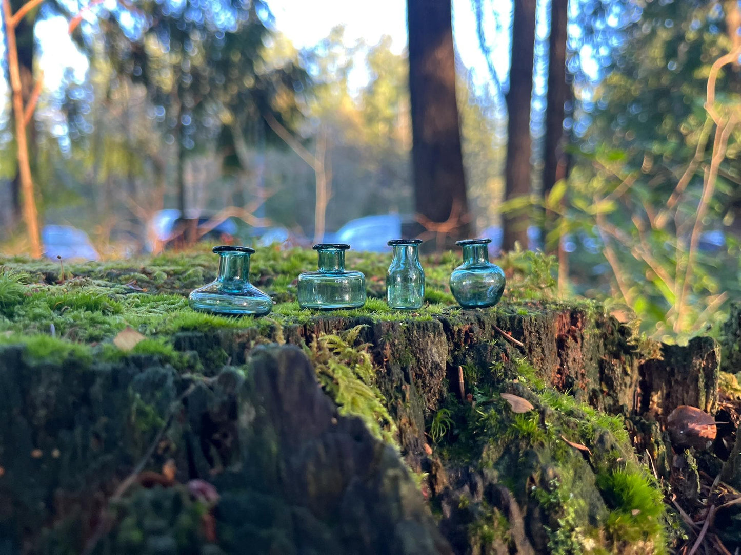 Set of 4pcs Vintage Mini Glass Vases