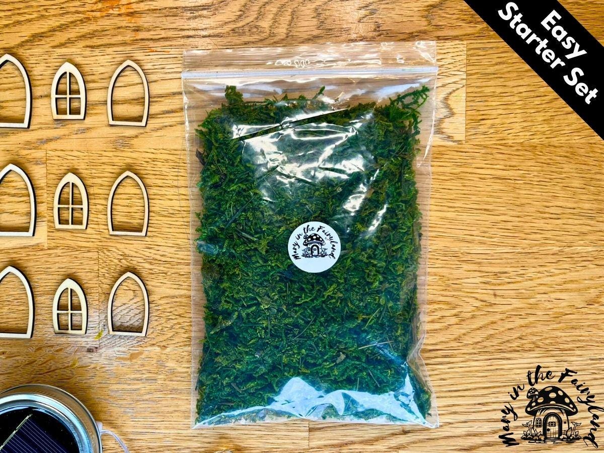 Easy Fairy House Starter Set β DIY Fairy House Kit with Air-Dry Clay, Doors, Windows, Moss & Optional Lights β Build Your Own Fairy Home