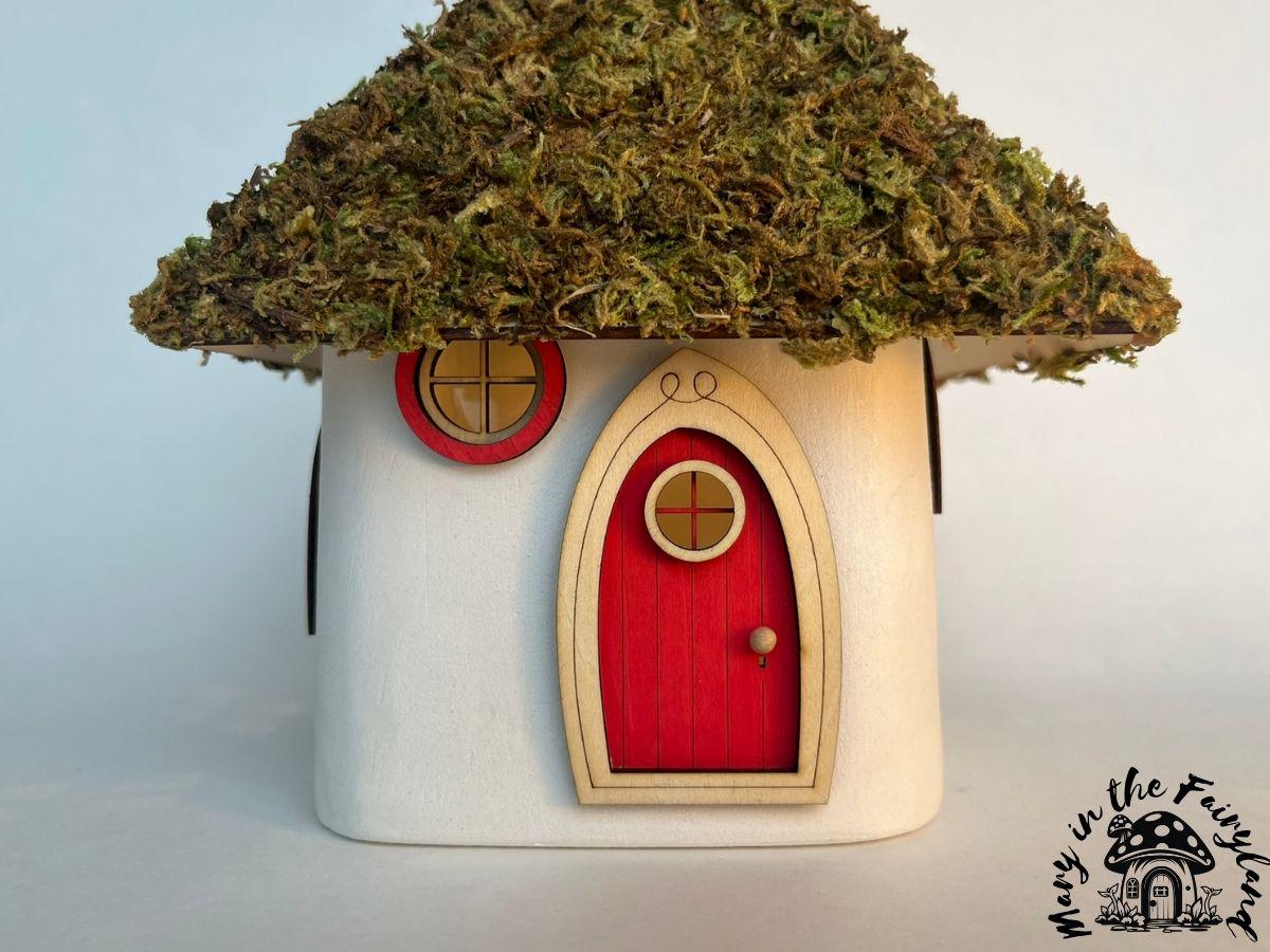 Handcrafted Fairy House – Unique Handmade with Wooden Roof & Natural Moss (Indoor Version)