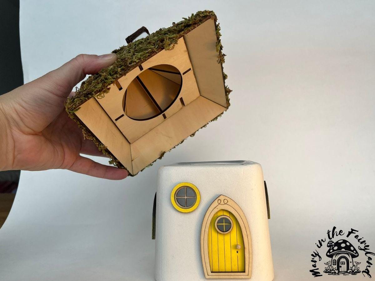 Handcrafted Fairy House – Unique Handmade with Wooden Roof & Natural Moss (Indoor Version)