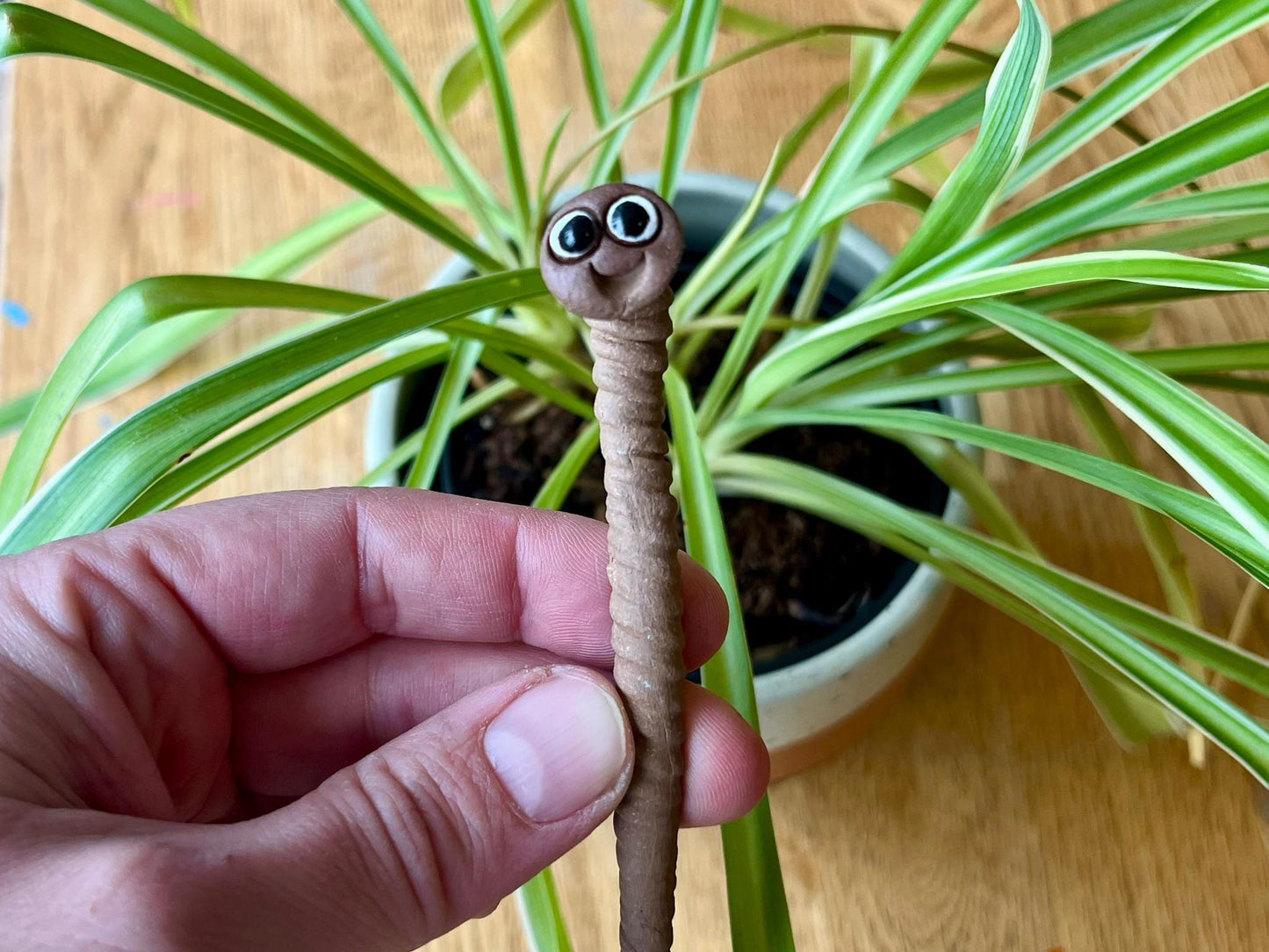 Handmade Clay Worm – Whimsical Fairy Garden Miniature