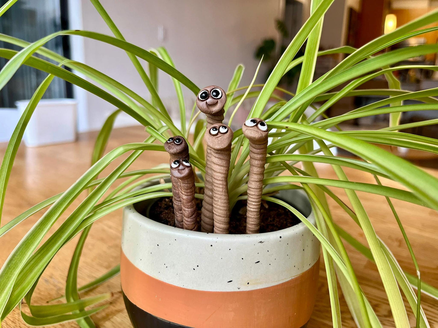 Handmade Clay Worm – Whimsical Fairy Garden Miniature