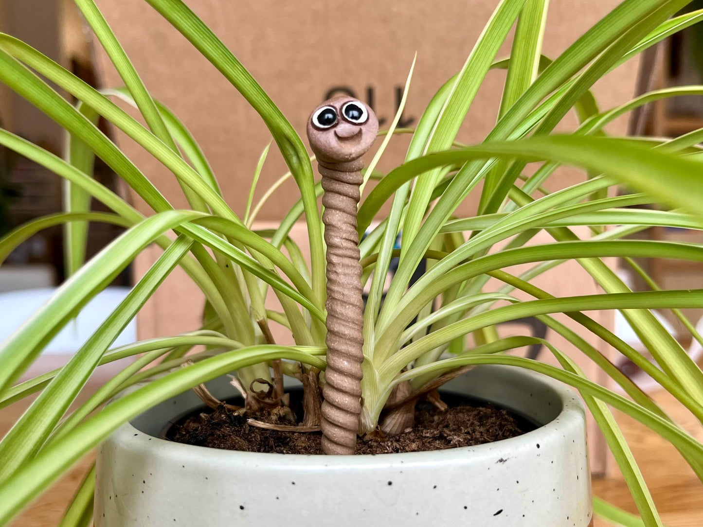 Handmade Clay Worm – Whimsical Fairy Garden Miniature