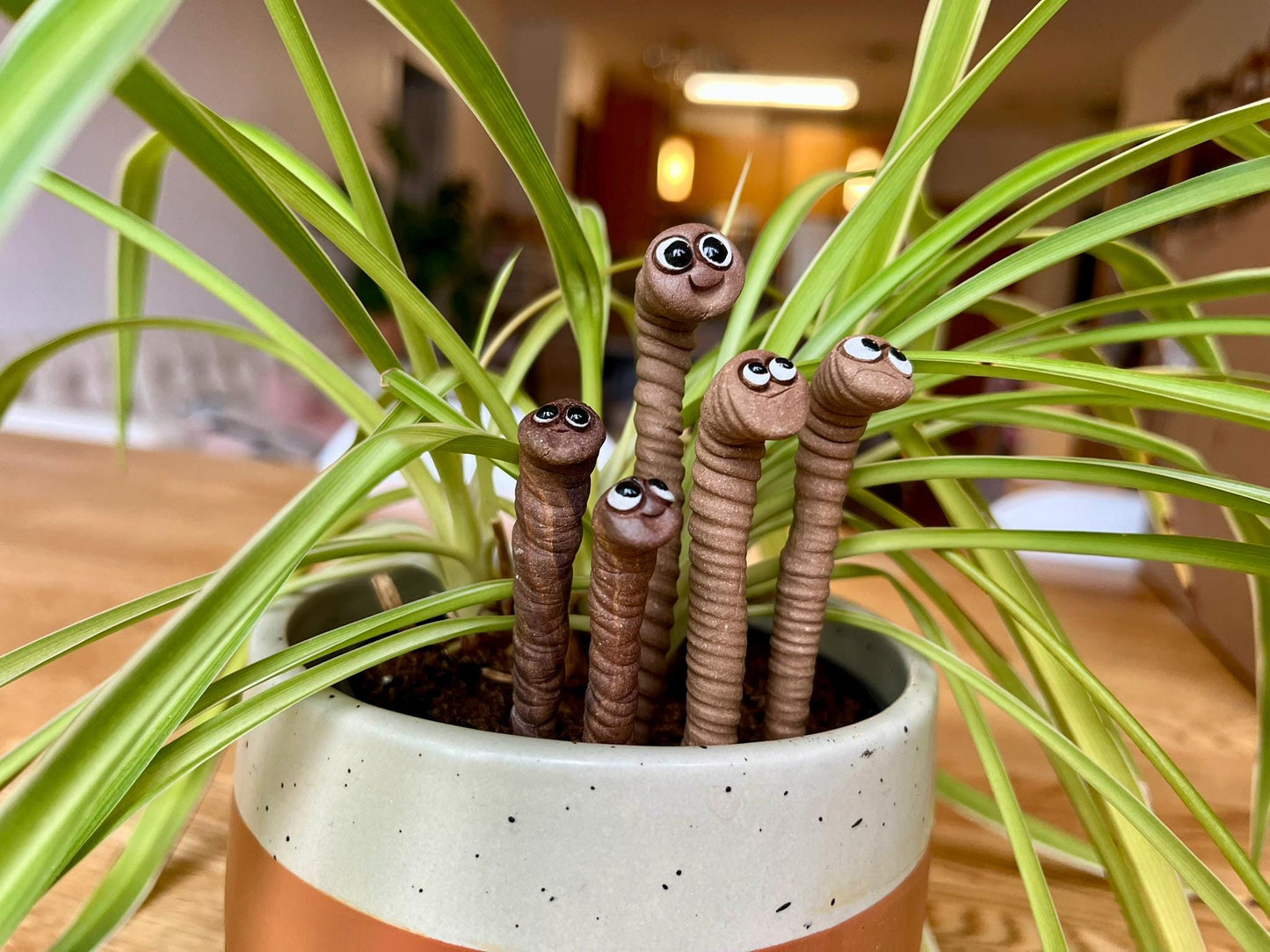 Handmade Clay Worm – Whimsical Fairy Garden Miniature