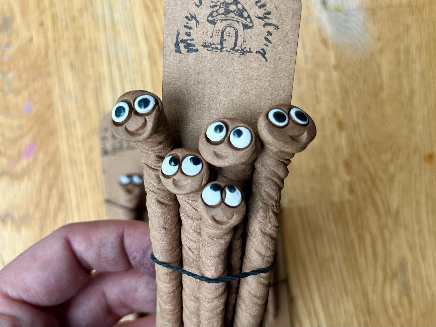 Handmade Clay Worm – Whimsical Fairy Garden Miniature