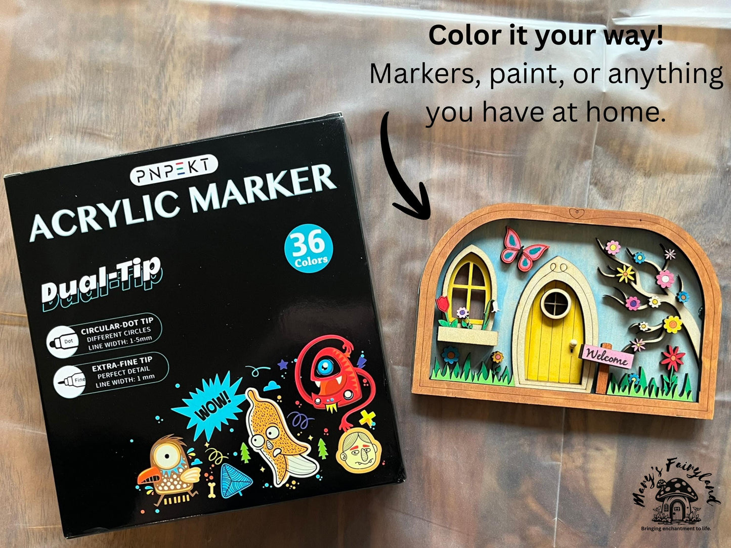 DIY Fairy Scene Kit β 22-Piece Gift Craft | Fairy Garden Activity for All Ages | Relaxing Wood Kit to Decorate