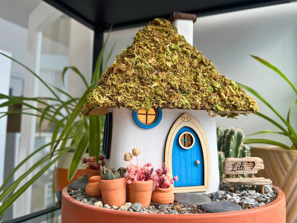 DIY Clay Fairy House Kit with Light - Air-Dry Clay Mini Cottage – Build & Decorate Your Own Magical Mini Home