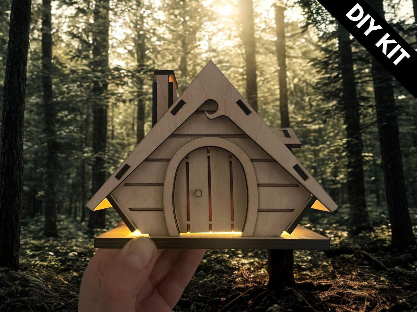 DIY Wooden Fairy House Kit with Solar Light (Ina)