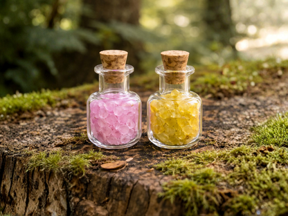 Set of 10 Fairy Potion Bottles with Labels - Mini Glass Bottles for Fairy Gardens