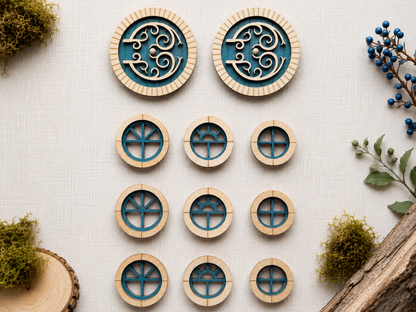 Finished Round Fairy Door and Windows Set for Fairy Garden or Fairy House