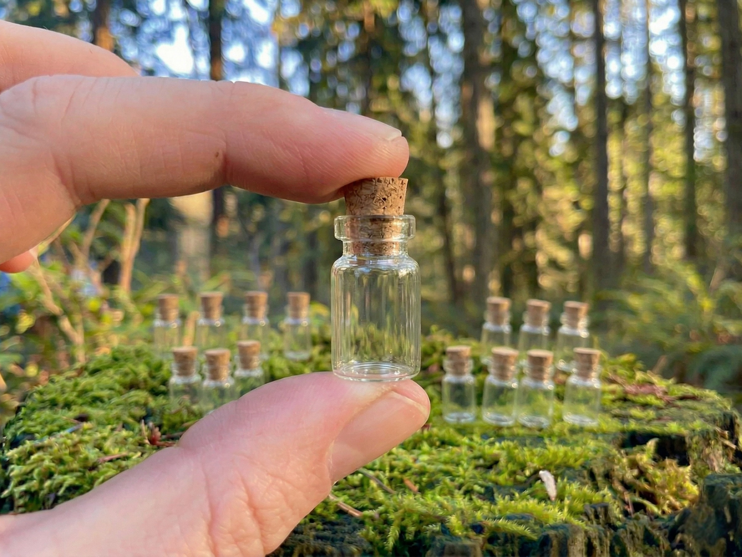 Set of 20 Enchanted Transparent Tiny Glass Bottles