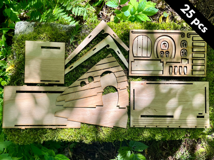 Fairy House Kit with Solar Light - DIY Wooden Garden Cottage to Build & Paint - Alina's Craft Kit