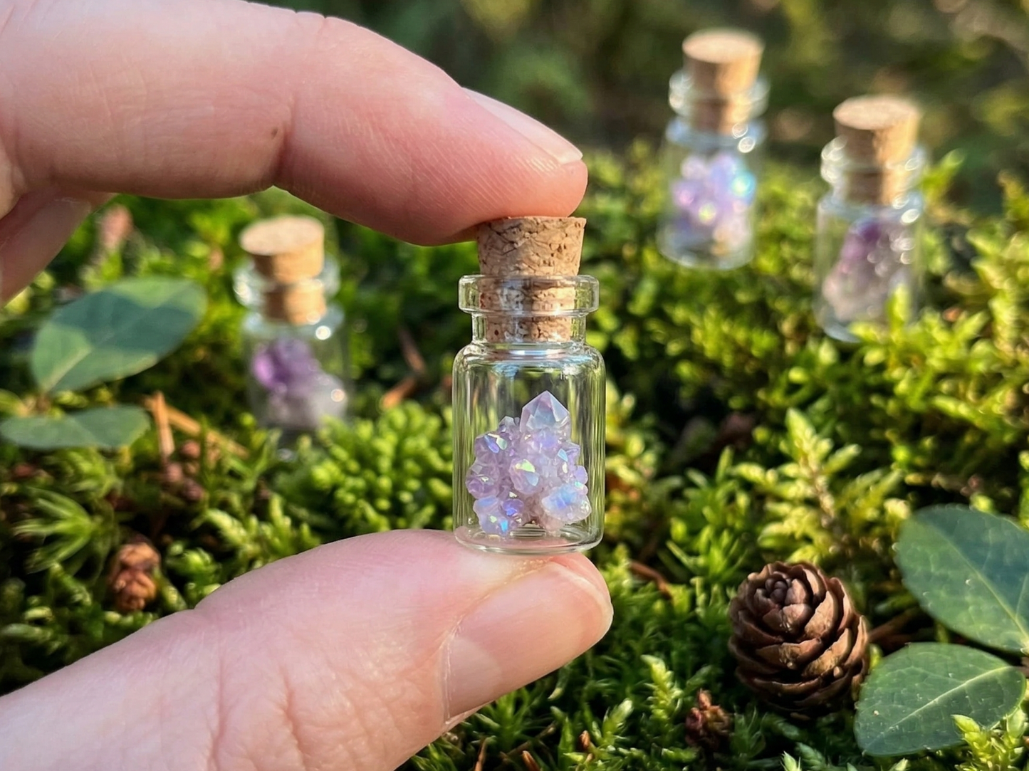 Set of 20 Enchanted Transparent Tiny Glass Bottles