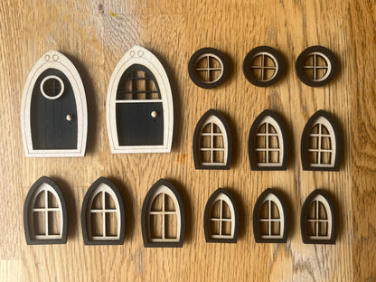 Finished Small Fairy Door and Window Set - Build a Magical Fairy House