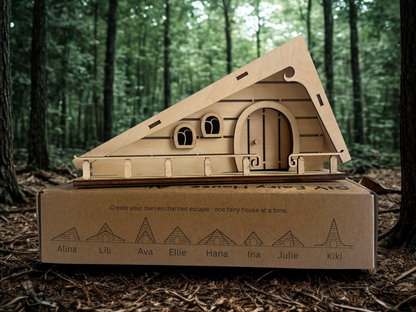 Fairy House Kit with Solar Light - DIY Wooden Garden Cottage to Build & Paint - Alina's Craft Kit