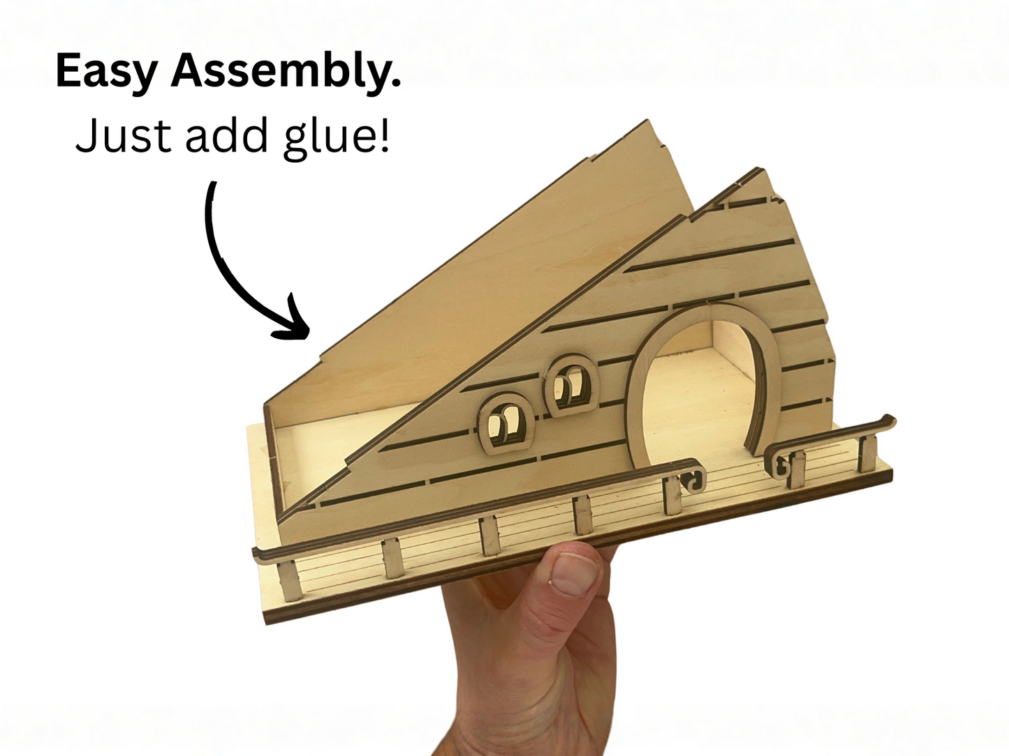 Fairy House Kit with Solar Light - DIY Wooden Garden Cottage to Build & Paint - Alina's Craft Kit