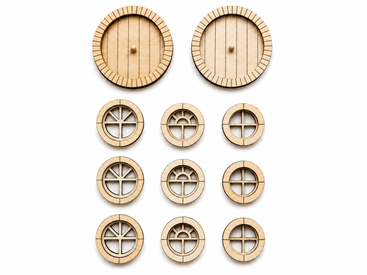 DIY Round Fairy Door and Windows Kit for Fairy Garden or Fairy House