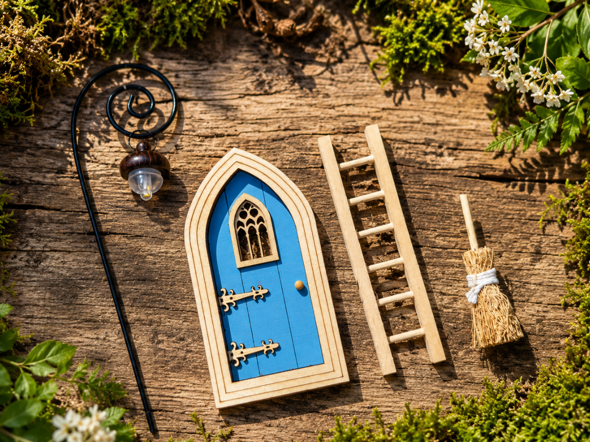 Fairy Arrival Set – Door, Glowing Lantern, Ladder & Broom
