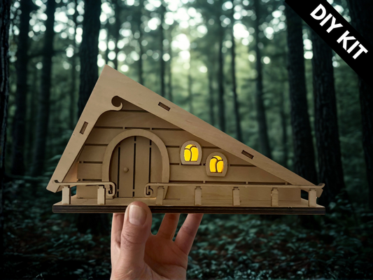 Fairy House Kit with Solar Light - DIY Wooden Garden Cottage to Build & Paint - Alina's Craft Kit