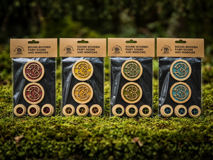 Finished Round Fairy Door and Windows Set for Fairy Garden or Fairy House