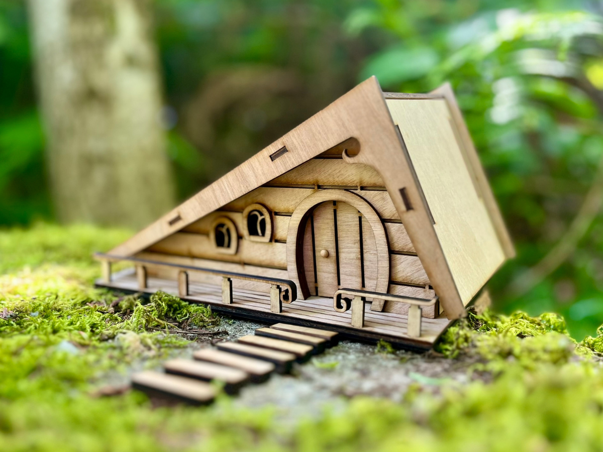 Fairy House Kit with Solar Light - DIY Wooden Garden Cottage to Build & Paint - Alina's Craft Kit