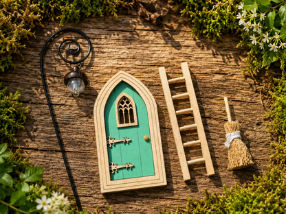 Fairy Arrival Set – Door, Glowing Lantern, Ladder & Broom