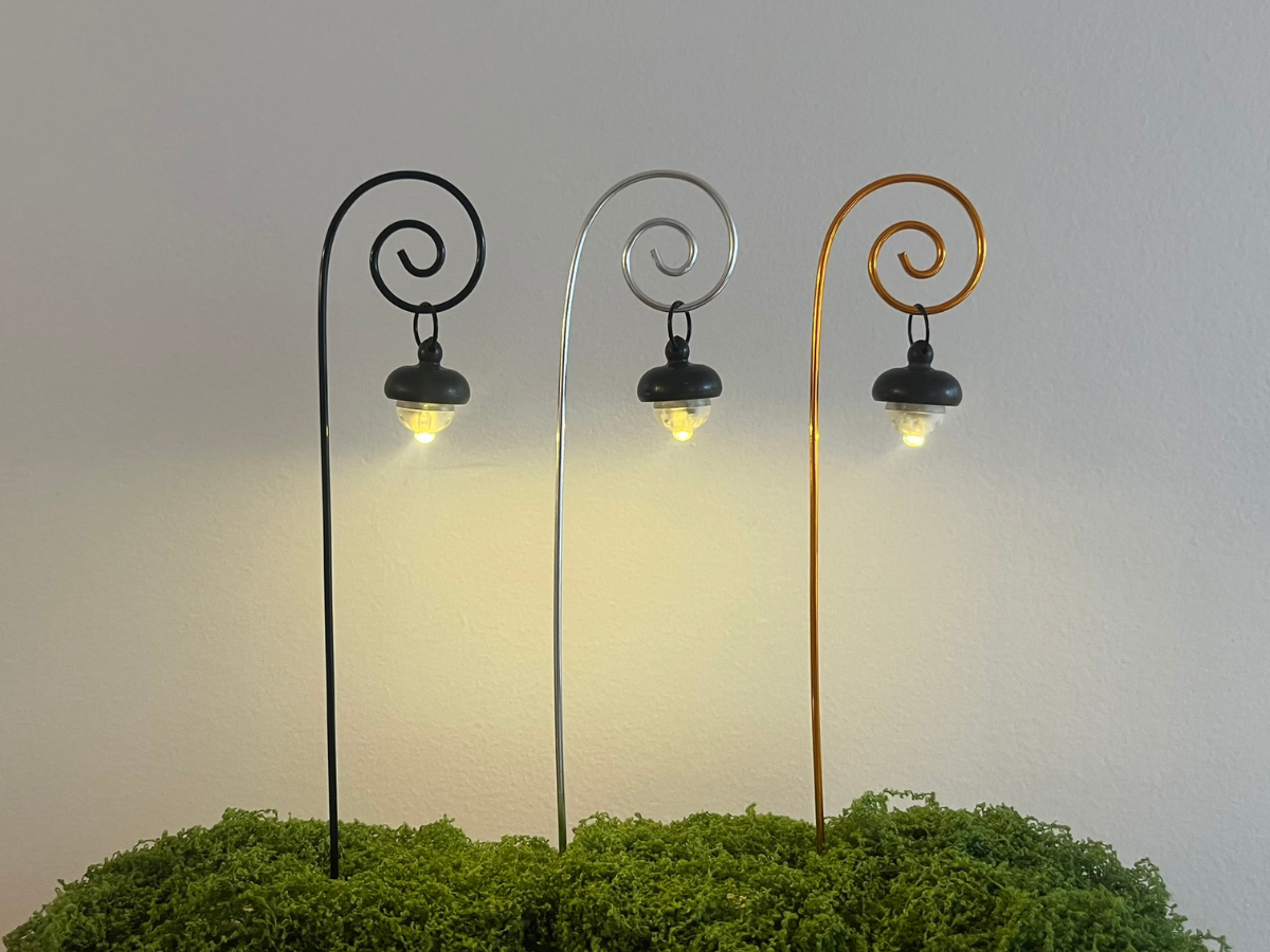 Enchanted Fairy Lantern with Wooden Acorn Cap - Magical Glow for Your Fairy Village