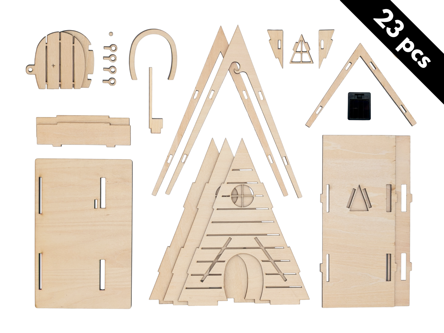 DIY Fairy House Kit with Solar Light - Ava's Wooden Garden Cottage - Build & Paint Craft