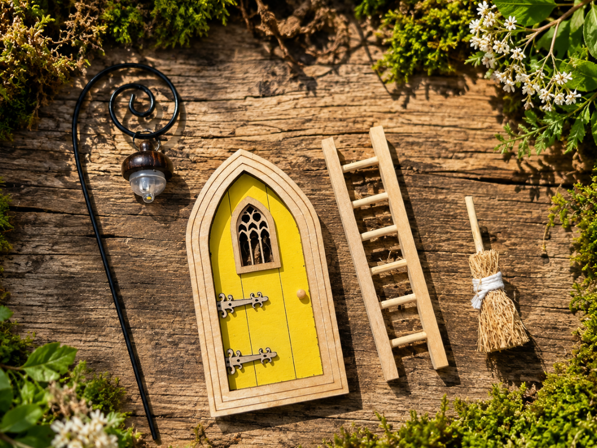 Fairy Arrival Set – Door, Glowing Lantern, Ladder & Broom