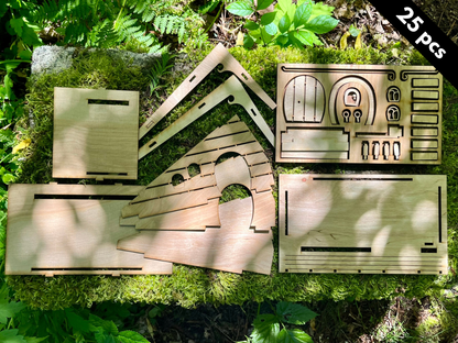 Fairy House Kit with Solar Light - DIY Wooden Garden Cottage to Build & Paint - Alina's Craft Kit