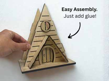 DIY Fairy House Kit with Solar Light - Ava's Wooden Garden Cottage - Build & Paint Craft