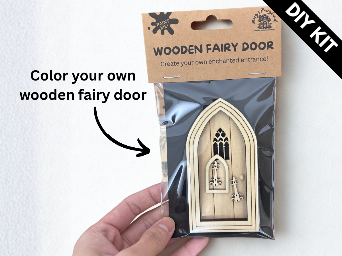 DIY Gothic Fairy Door & Window Kit - Pumpkin Fairy House