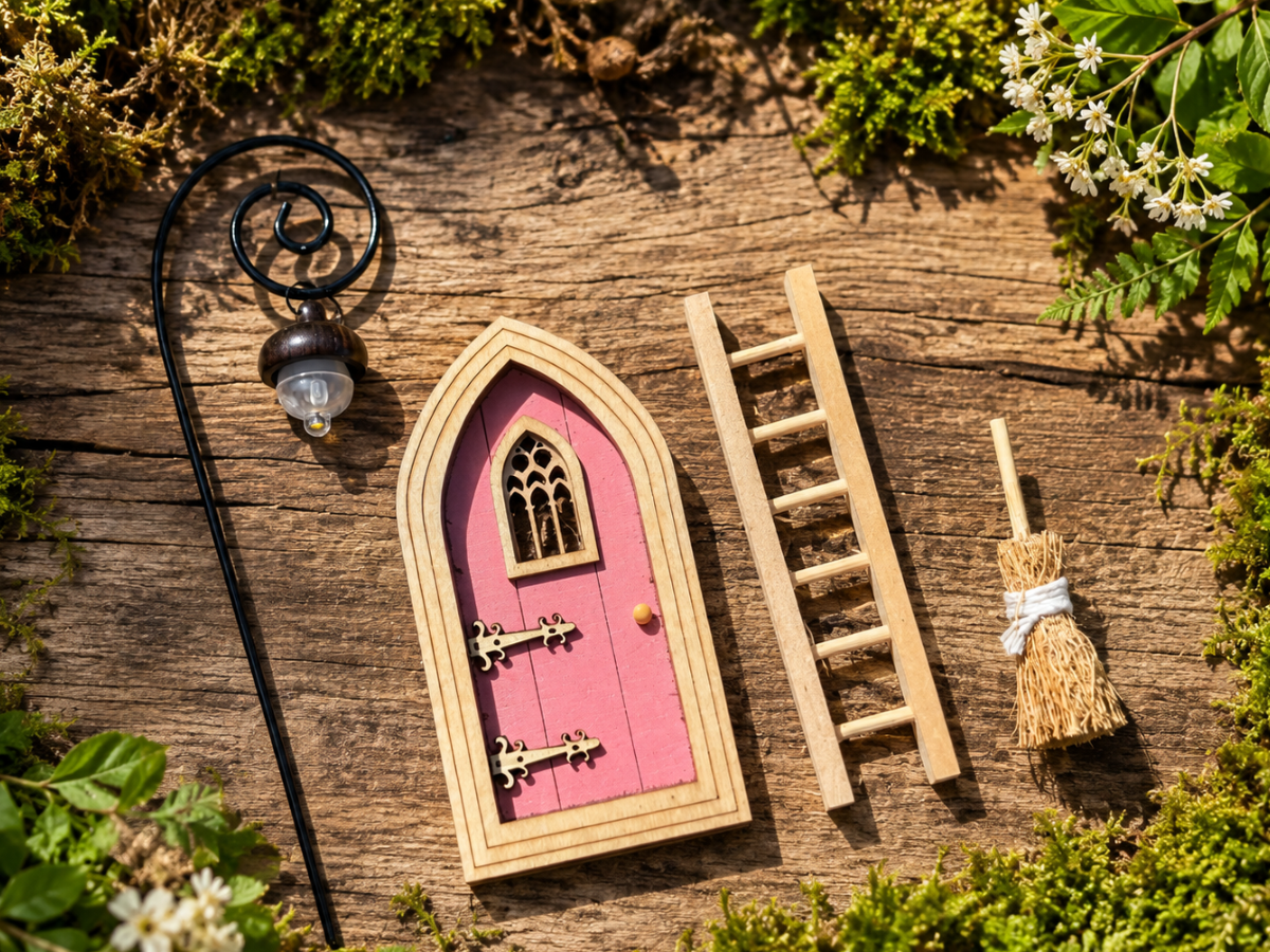 Fairy Arrival Set – Door, Glowing Lantern, Ladder & Broom