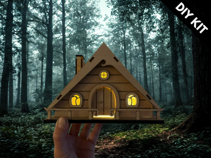 DIY Fairy House Kit with Solar Light - Ellie's Wooden Garden Cottage - Build & Paint Craft