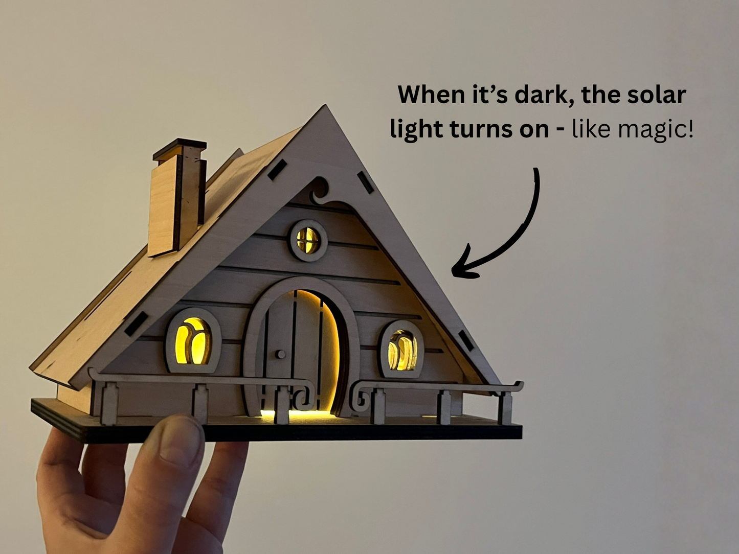 DIY Fairy House Kit with Solar Light - Ellie's Wooden Garden Cottage - Build & Paint Craft