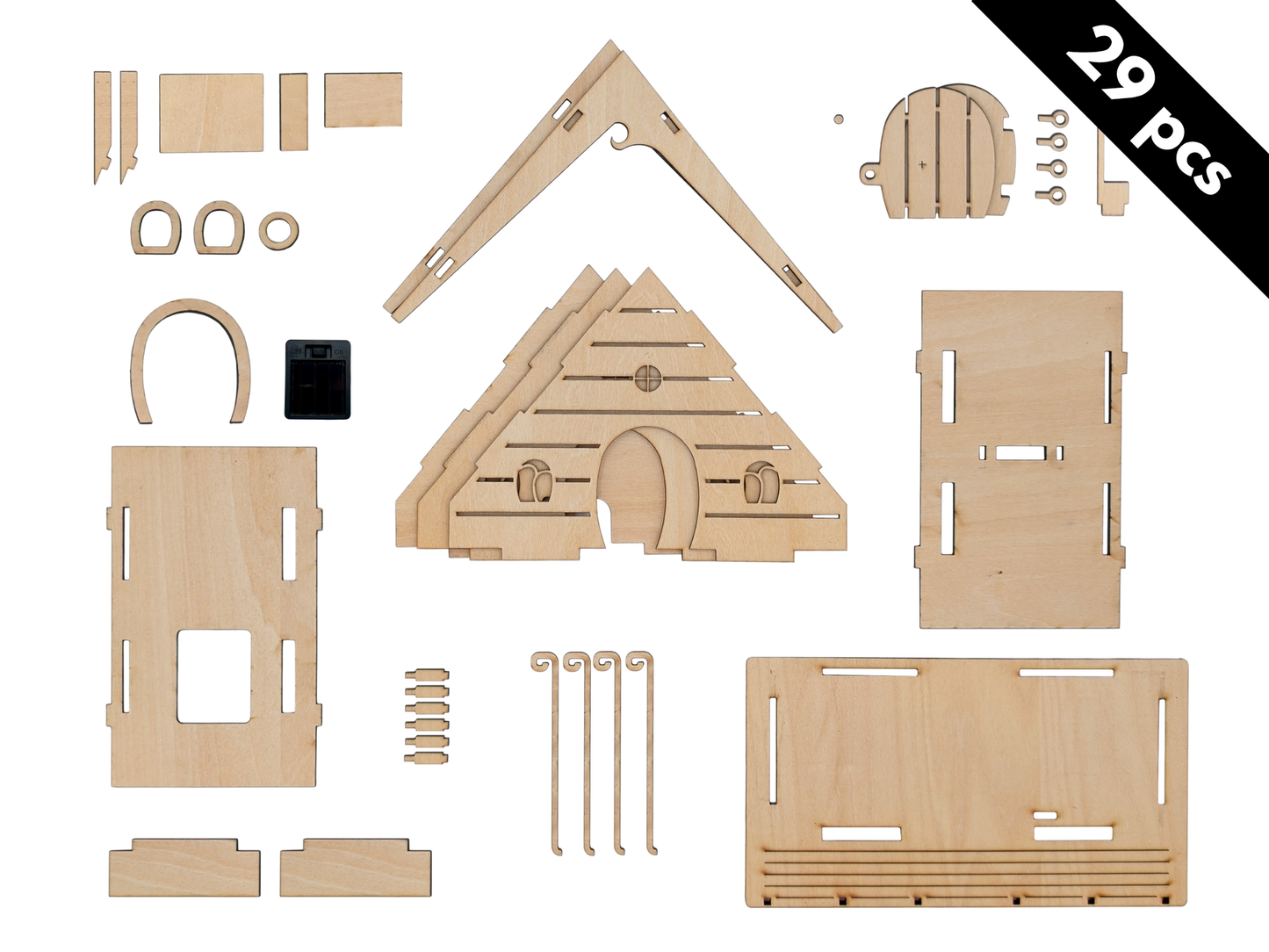 DIY Fairy House Kit with Solar Light - Ellie's Wooden Garden Cottage - Build & Paint Craft