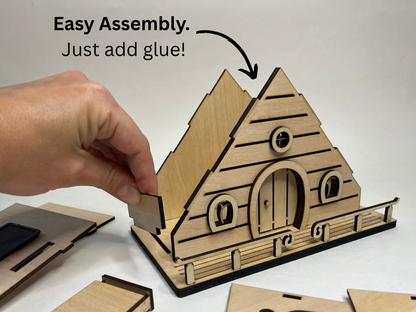 DIY Fairy House Kit with Solar Light - Ellie's Wooden Garden Cottage - Build & Paint Craft
