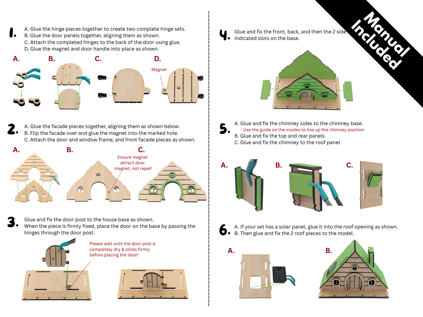 DIY Fairy House Kit with Solar Light - Ellie's Wooden Garden Cottage - Build & Paint Craft