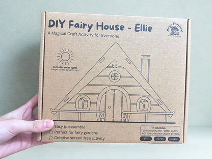 DIY Fairy House Kit with Solar Light - Ellie's Wooden Garden Cottage - Build & Paint Craft