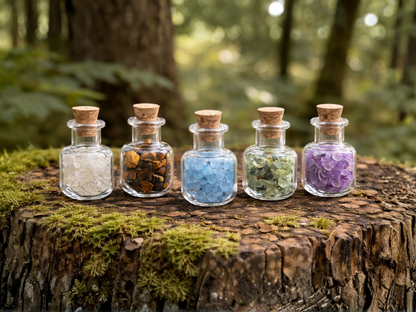 Set of 10 Fairy Potion Bottles with Labels - Mini Glass Bottles for Fairy Gardens