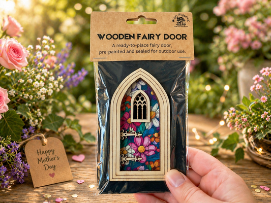 Fairy Door with Delicate Pattern - Outdoor-Ready Miniature for Fairy Gardens & Decor