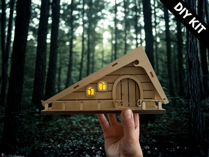 Fairy House Kit with Solar Light - DIY Wooden Garden Cottage to Build & Paint - Alina's Craft Kit