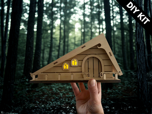 Fairy House Kit with Solar Light - DIY Wooden Garden Cottage to Build & Paint - Alina's Craft Kit
