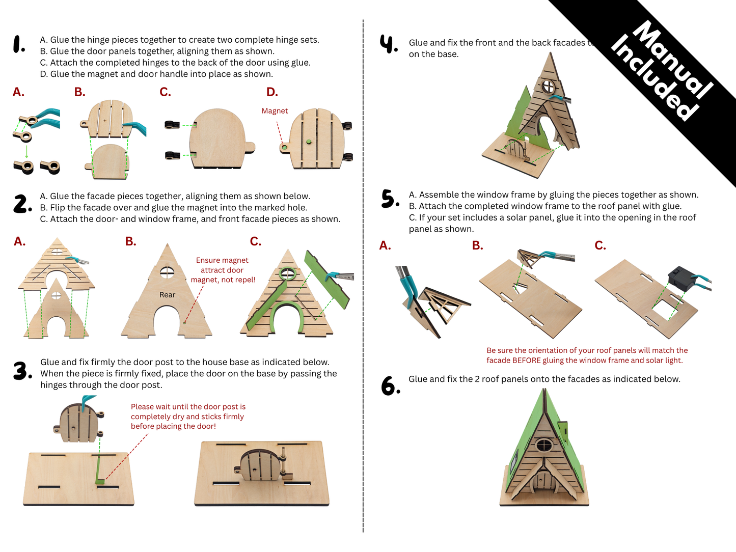 DIY Fairy House Kit with Solar Light - Ava's Wooden Garden Cottage - Build & Paint Craft