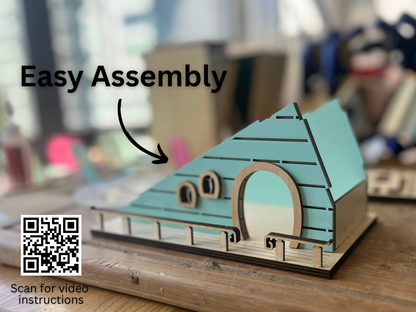 Fairy House Kit with Solar Light - DIY Wooden Garden Cottage to Build & Paint - Alina's Craft Kit