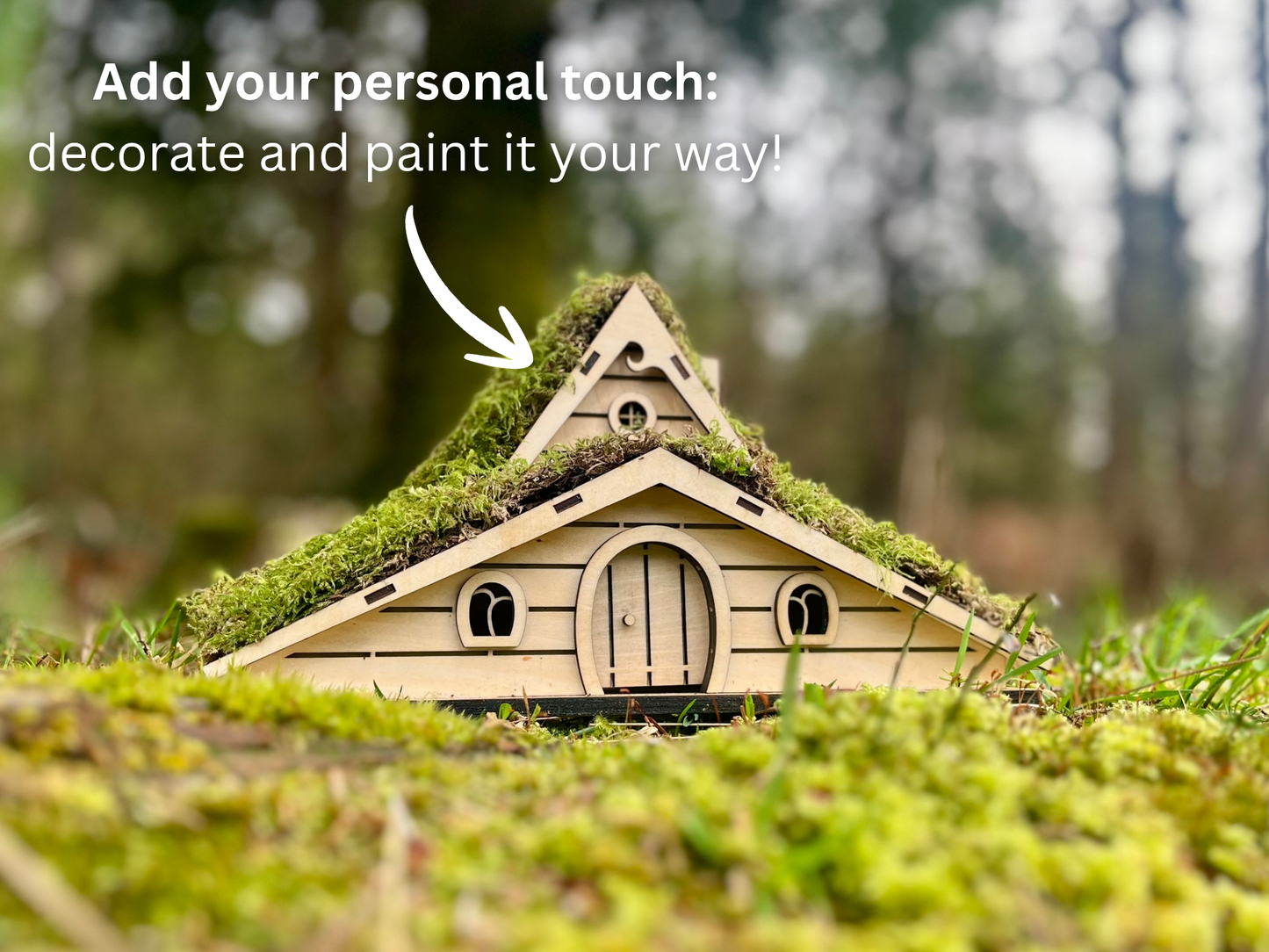 Fairy House Kit with Solar Light - DIY Wooden Garden Cottage to Build & Paint - Lili's Craft Kit