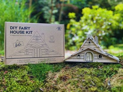 Fairy House Kit with Solar Light - DIY Wooden Garden Cottage to Build & Paint - Lili's Craft Kit