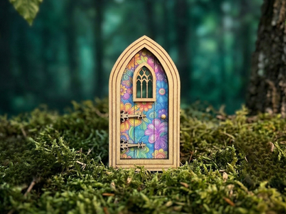 Fairy Door with Delicate Pattern - Outdoor-Ready Miniature for Fairy Gardens & Decor